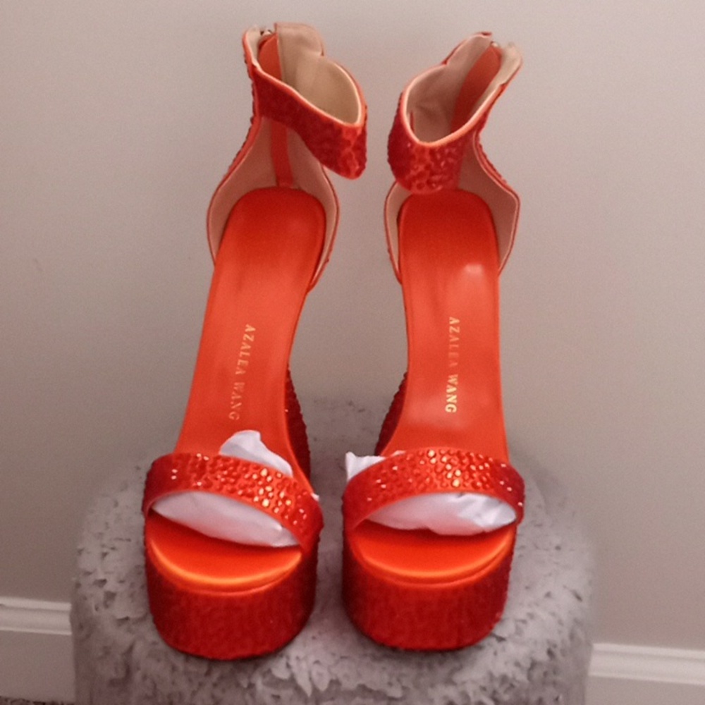 Azalea Wang Livia-Orange My Place or Yours" Chunky Sandal